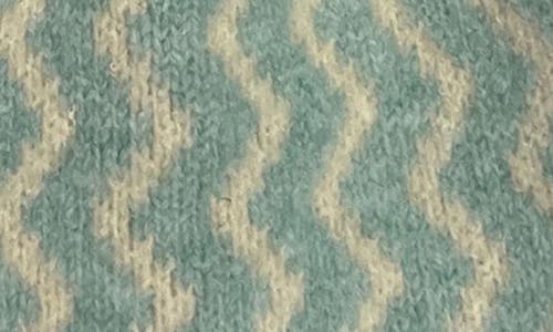Marcus Adler Zig Zag Faux Fur Pompom Beanie In Seafoam