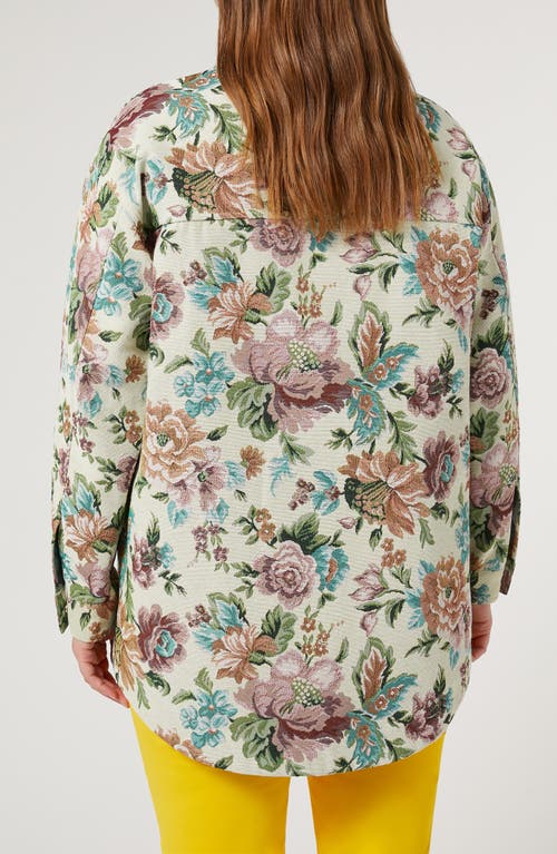 Shop Marina Rinaldi Canapa Floral Jacquard Jacket In Pale Yellow