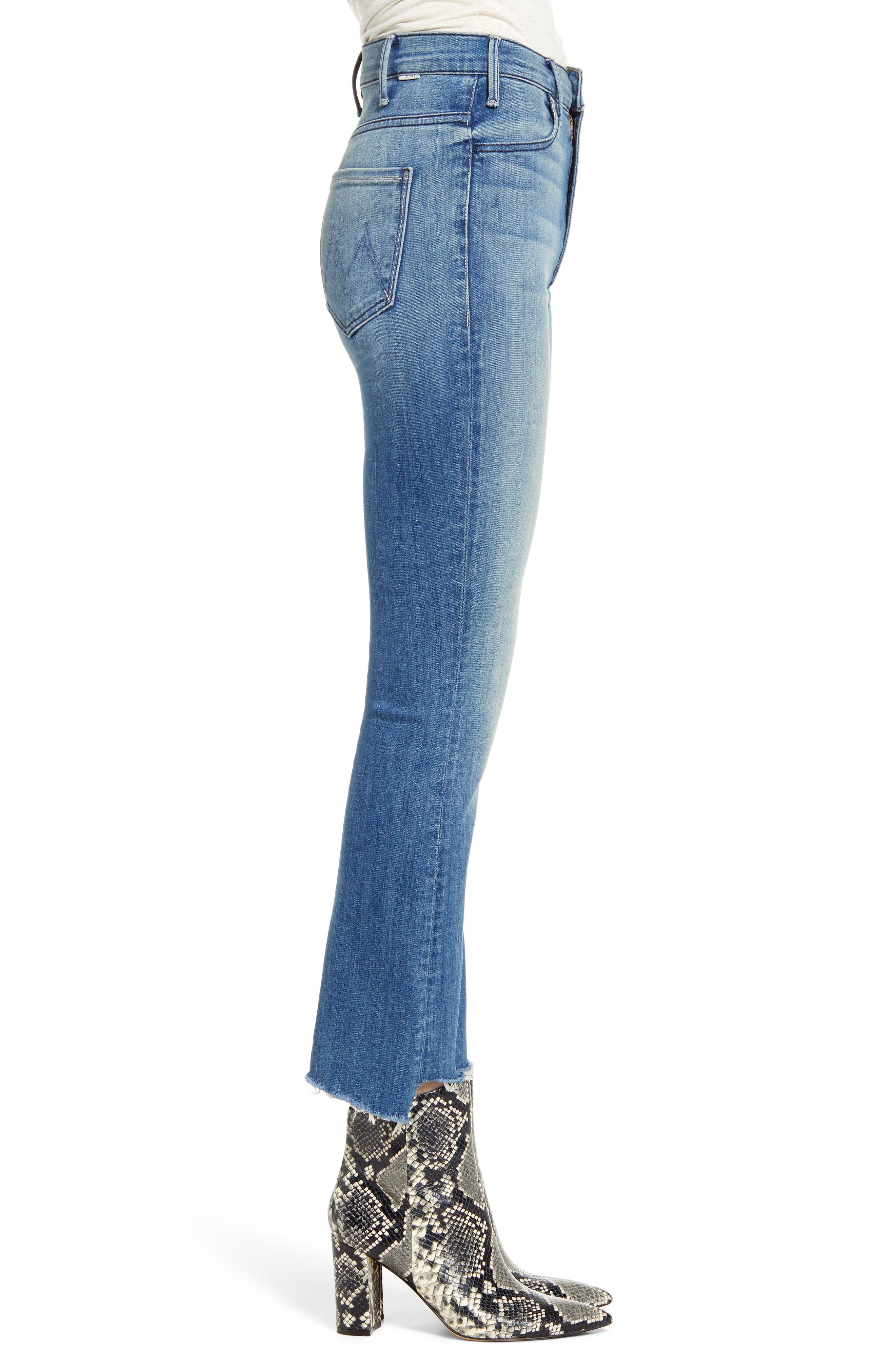the hustler two step fray high waist ankle bootcut jeans