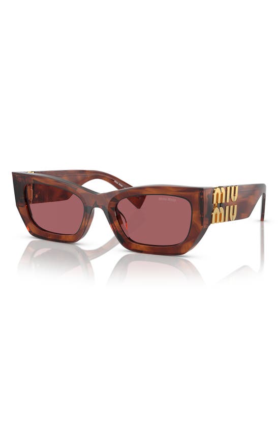 Miu Miu Logo Rectangle Acetate Sunglasses In Violet