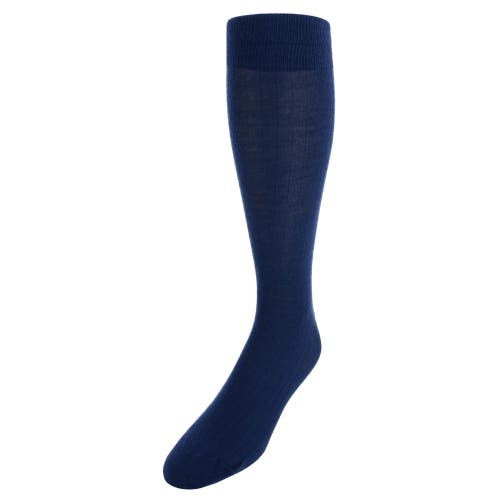 Shop Trafalgar Sutton Over The Calf Fine Merino Wool Socks In Navy