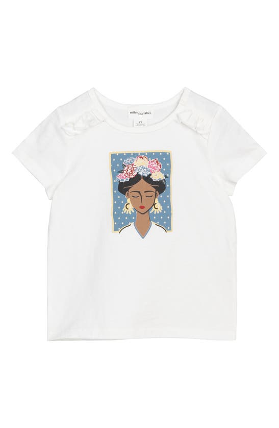 Shop Miles The Label Kids' Stretch Organic Cotton Graphic T-shirt In Off White