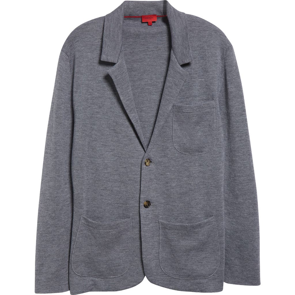 Isaia Wool Sweater Jacket In Grey