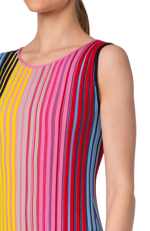 AKRIS PUNTO AKRIS PUNTO RAINBOW STRIPE WOOL SWEATER DRESS