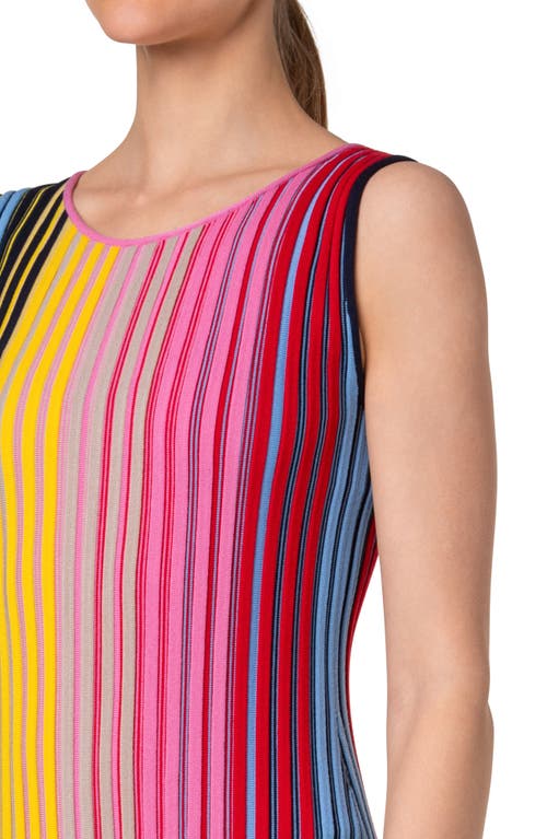 Shop Akris Punto Rainbow Stripe Wool Sweater Dress In Multicolor Pink