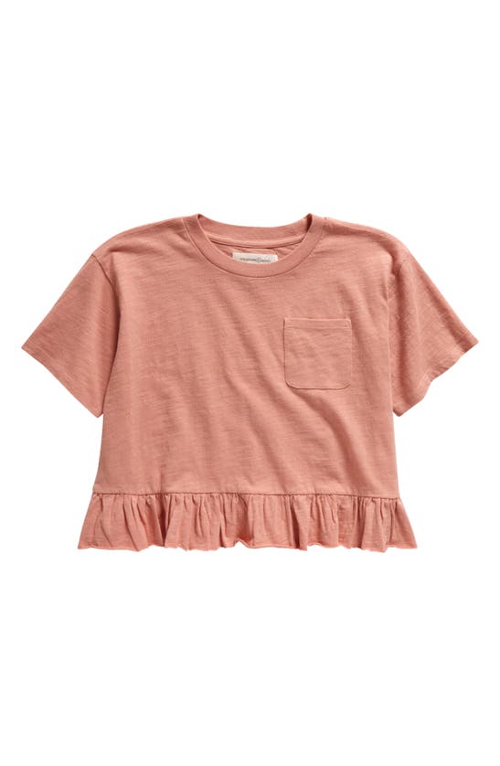 Shop Treasure & Bond Kids' Ruffle Hem Cotton Crop T-shirt In Pink Dawn