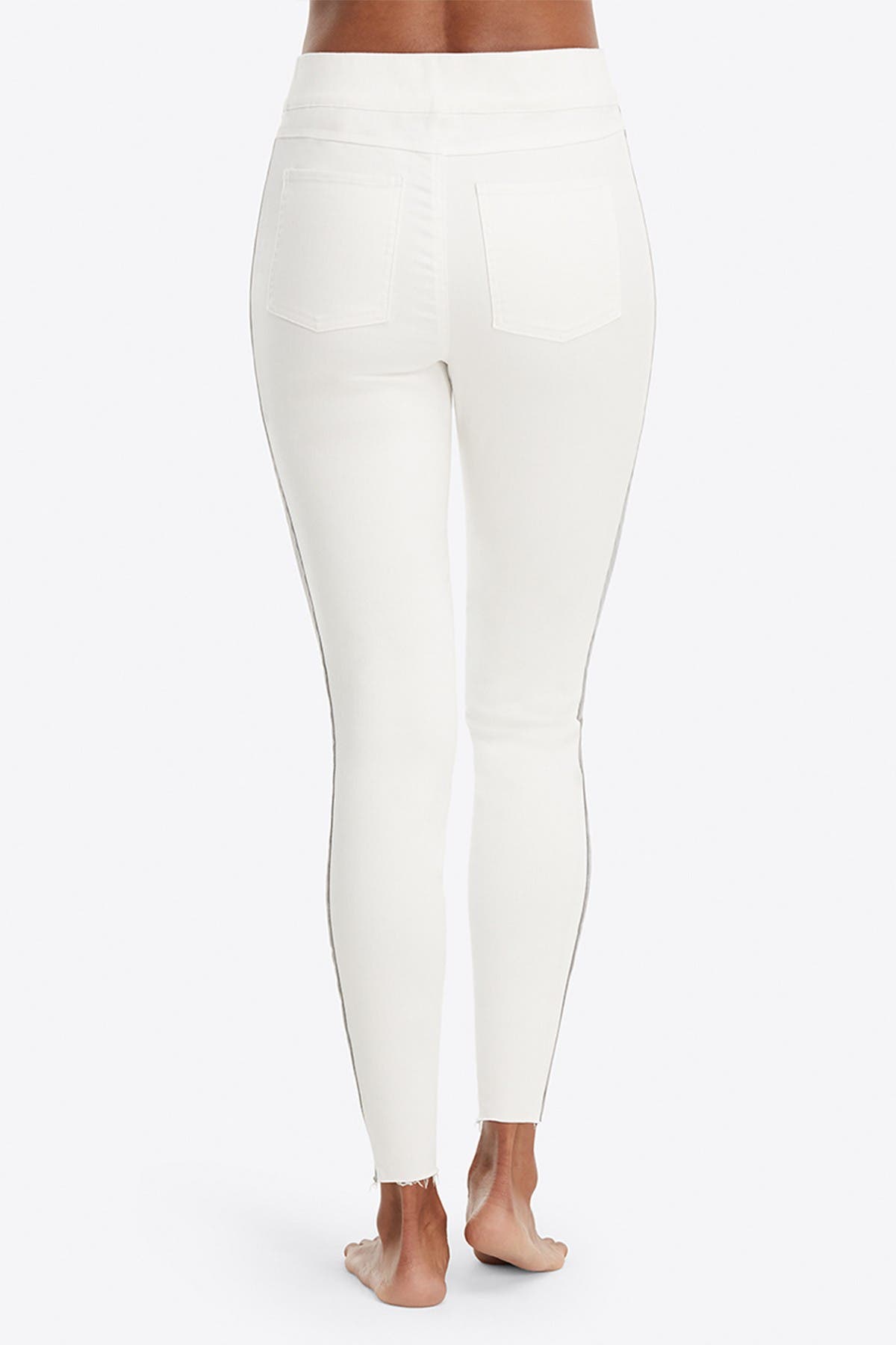 distressed skinny jeans with side stripe
