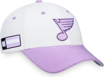 St. Louis Blues Fanatics Branded 2022 Hockey Fights Cancer Authentic Pro Snapback  Hat - White/Purple