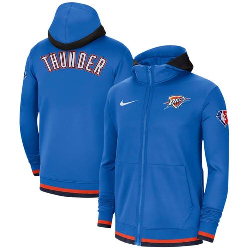 Men's Nike Blue Oklahoma City Thunder 75th Anniversary Performance Showtime Full-Zip Hoodie Jacket