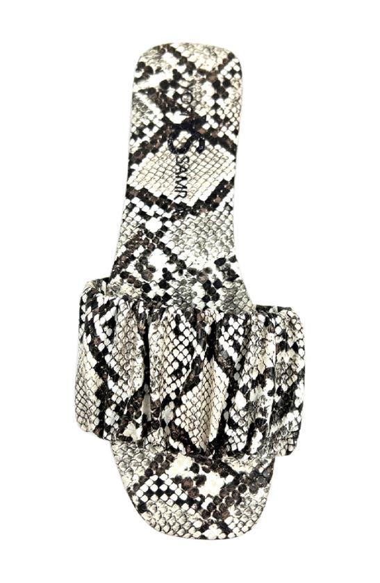 Yosi Samra Naomi Ruched Sandal In Snake Print In Natural Snake