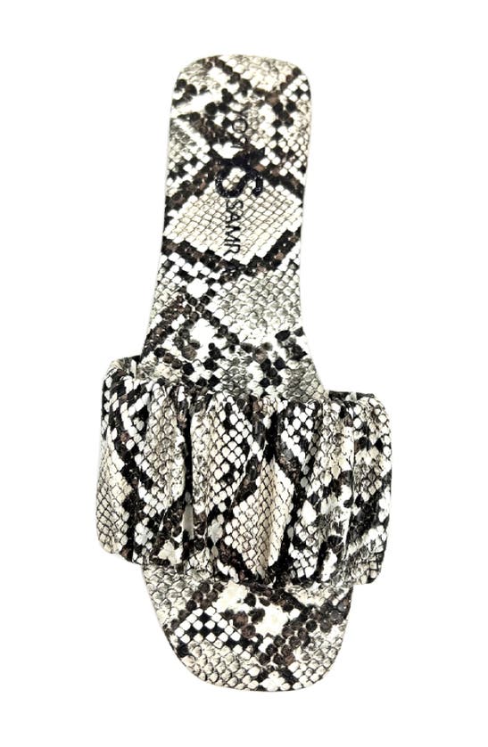 Shop Yosi Samra Naomi Ruched Slide Sandal In Natural Snake