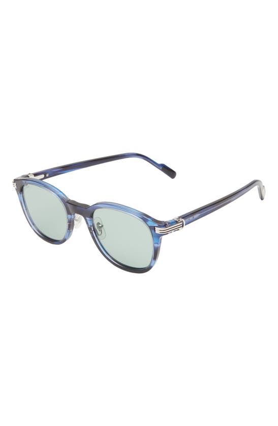 Shop Cartier 51mm Round Sunglasses In Havana Blue