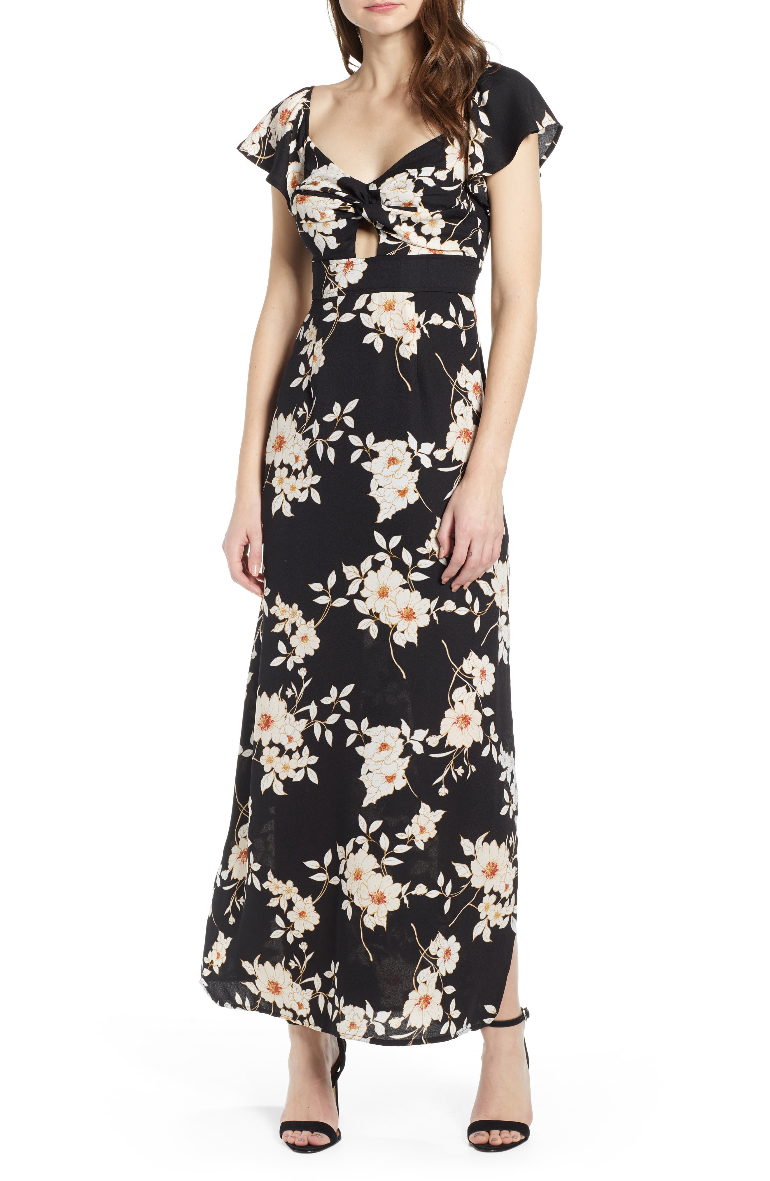 Row A Twist Front Maxi Dress, Black