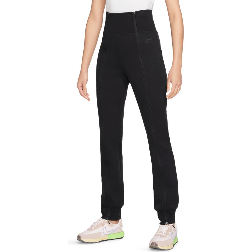 Nike Sportswear Tech Fleece High Waist Slim Zip Pants In Black/black