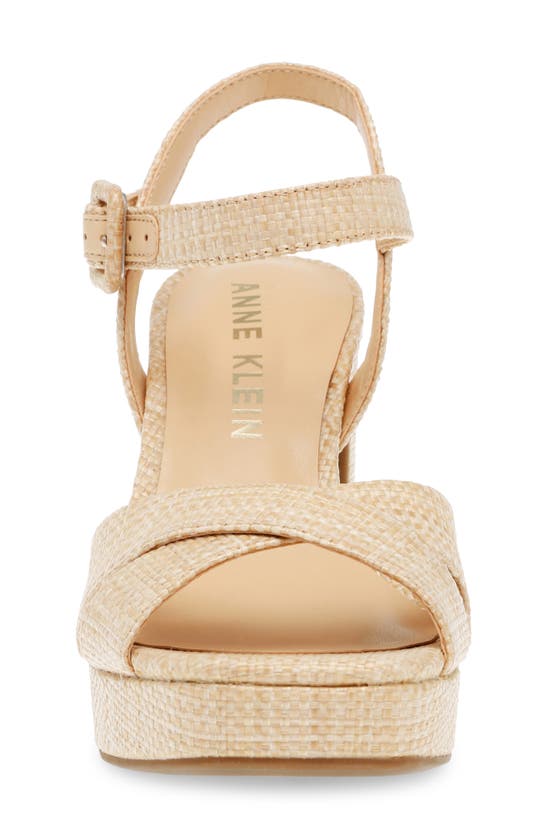 Shop Anne Klein Zena Ankle Strap Platform Sandal In Raffia