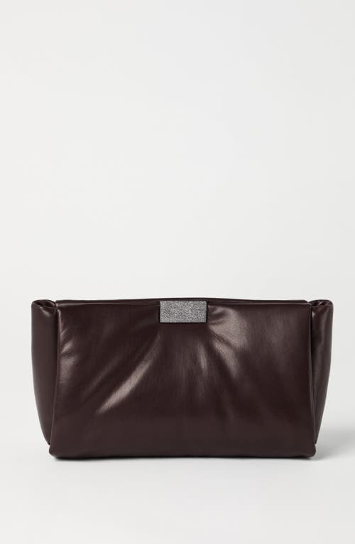 Shop Brunello Cucinelli Clutch With Shimmering Detail In Brown