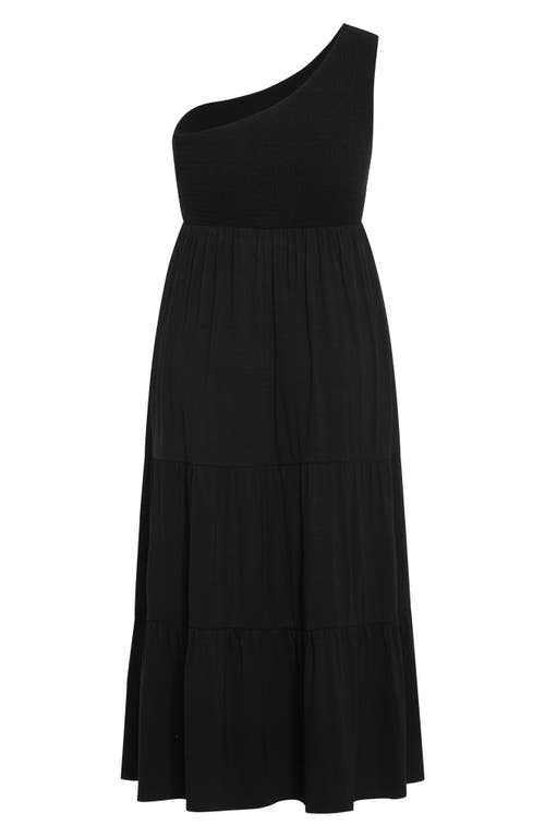 City Chic Darcy One-shoulder Maxi Sundress In Black