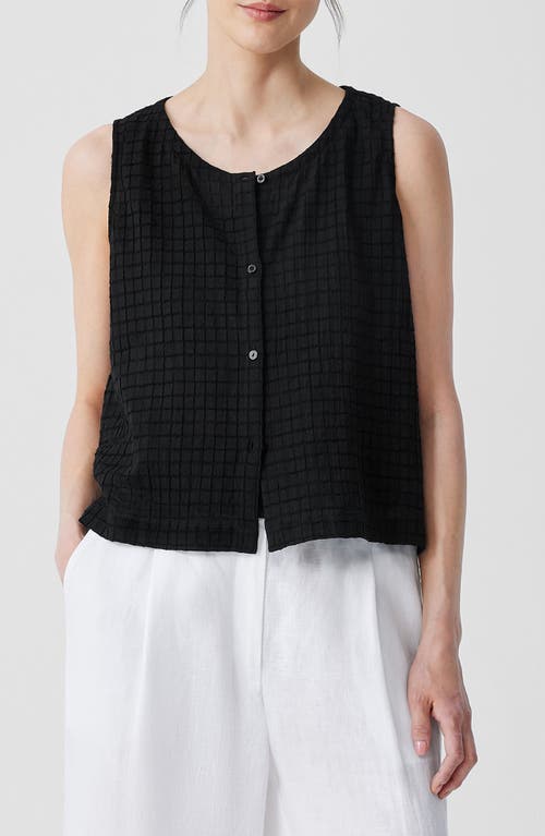 Shop Eileen Fisher Jewel Neck Organic Cotton Vest In Black