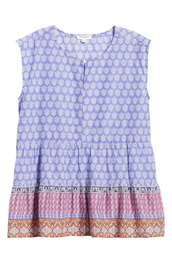 Beachlunchlounge Jessa Border Print Cotton Top In Blue