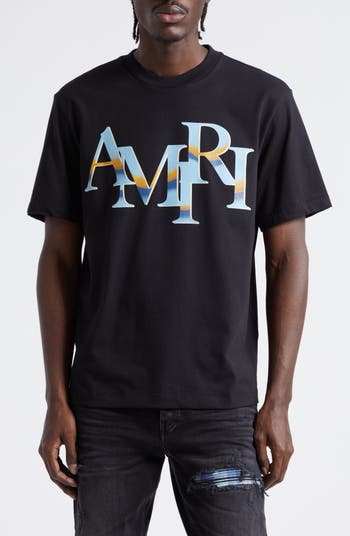 AMIRI Staggered Chrome Logo Cotton Graphic T-Shirt