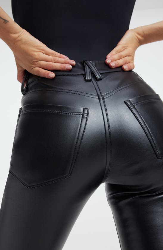 Good American Good Legs Crop Faux Leather Mini Bootcut Pants In Black001