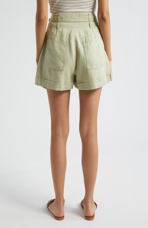 Shop Atm Anthony Thomas Melillo Heavyweight Linen Belted Shorts In Morning Mist