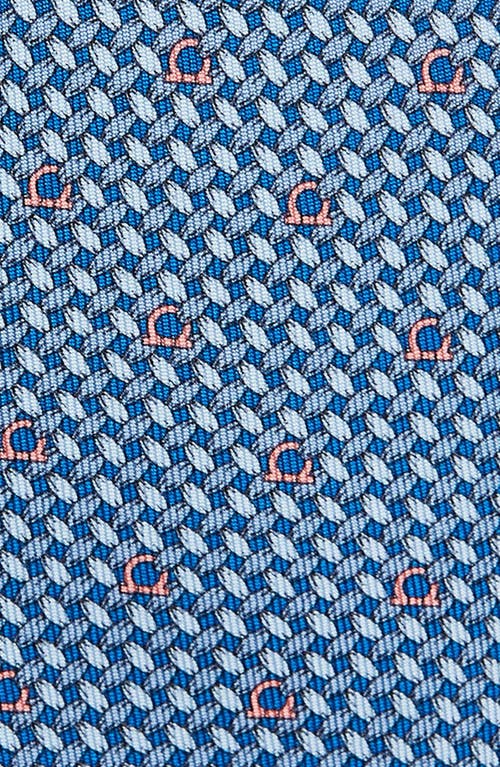 Ferragamo Woven Gancini Silk Classic Necktie In Bluette/azzurro