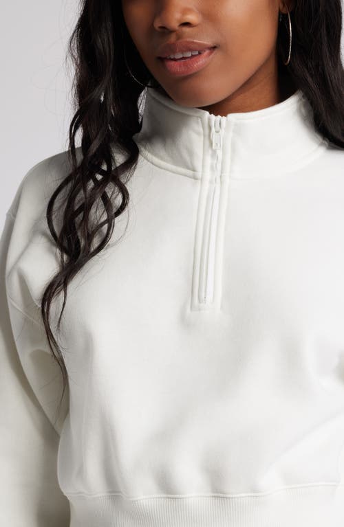 Shop Bp. Quarter Zip Fleece Detail Sweatshirt In Ivory