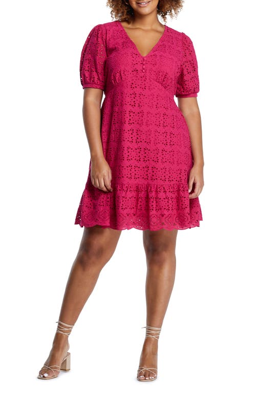 Estelle Milena Eyelet Floral Cotton Dress in Pink