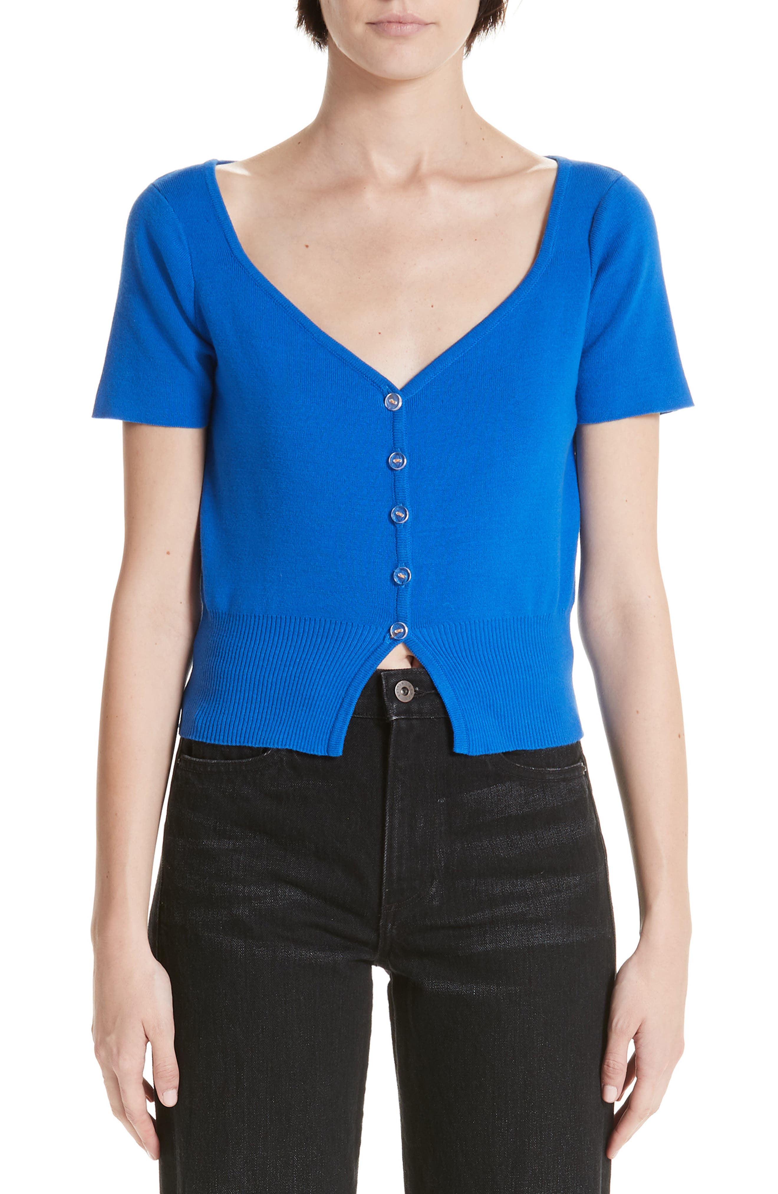 Simon Miller Senoia Fitted Crop Cardigan, Blue