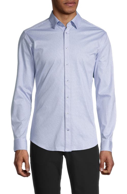 HÖRST Dot Print Knit Button-Up Shirt in Light Blue