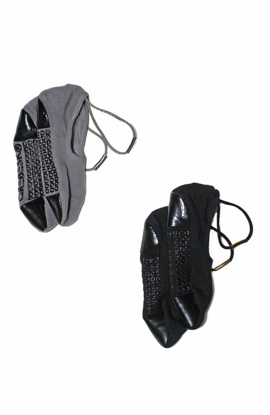 Shop Arebesk Goddess Assorted 2-pack Closed Toe Grip Socks In Black - Gray