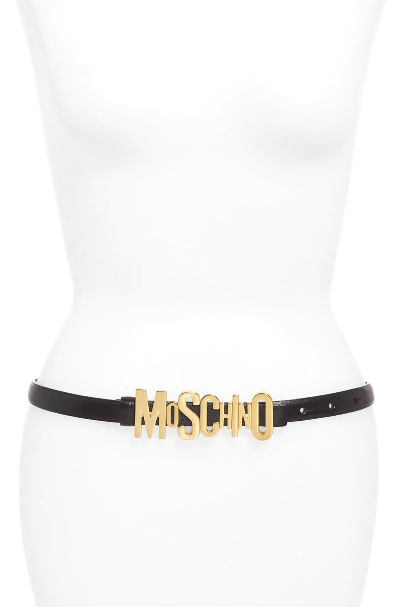 Moschino Logo Skinny Leather Belt | Nordstrom