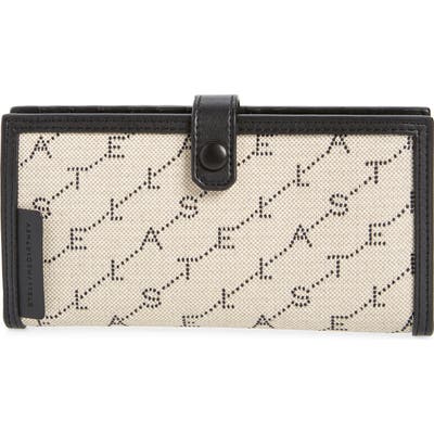 Stella Mccartney Stitched Logo Continental Wallet - Beige