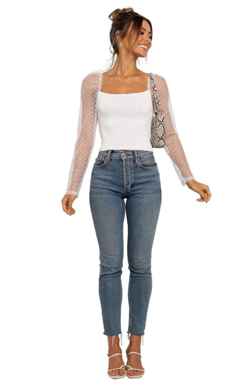 Petal And Pup Petal & Pup Rigala Sheer Swiss Dot Sleeve Top In White