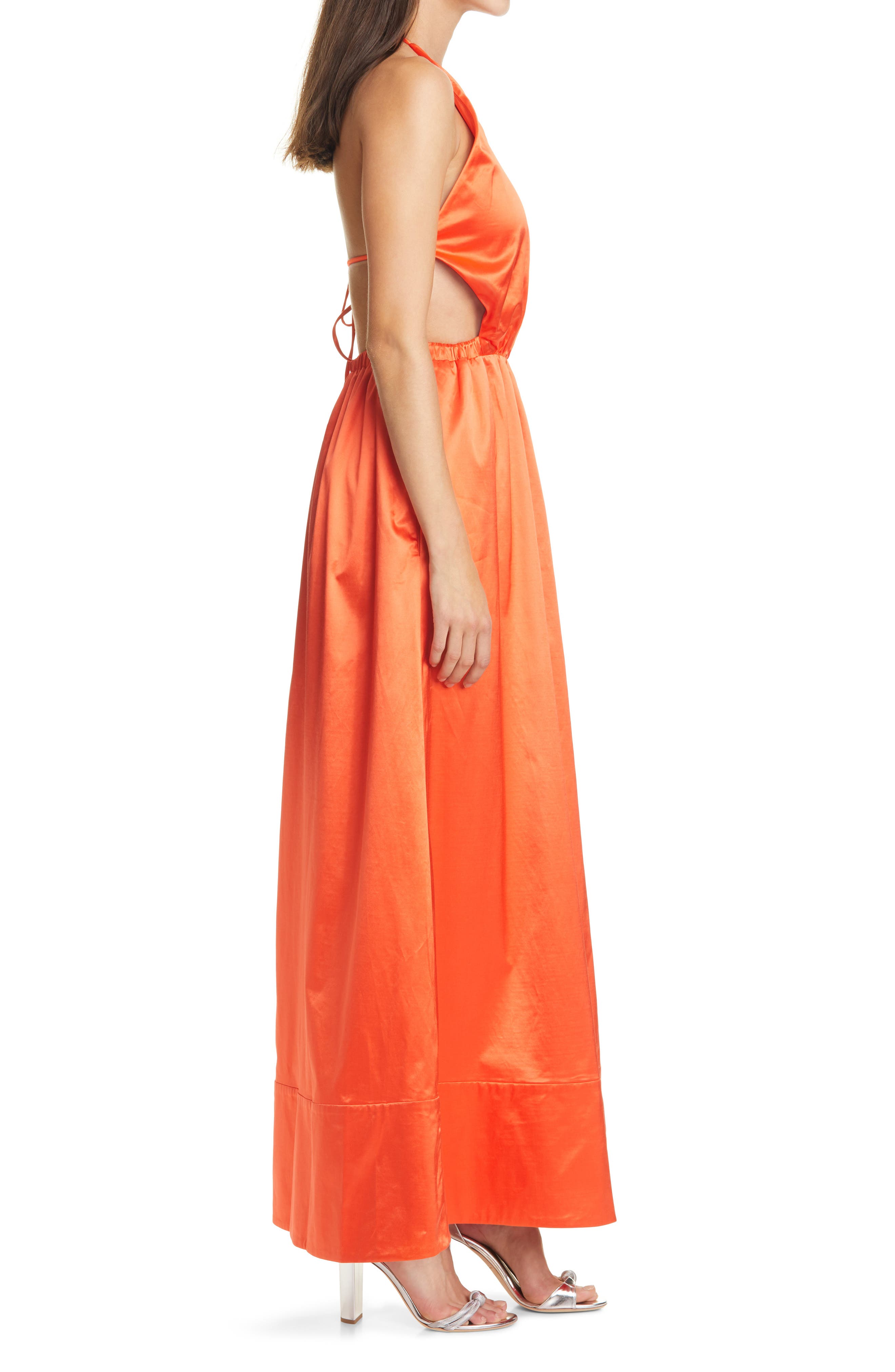STAUD Sidney Halter Neck Maxi Dress 