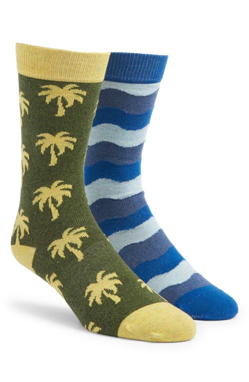 Assorted 2-Pack Waves & Palm Trees Socks in Waves/Palm Tree Sock Set