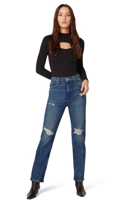 Hudson Jade Ripped High Waist Straight Leg Jeans In Asteroid