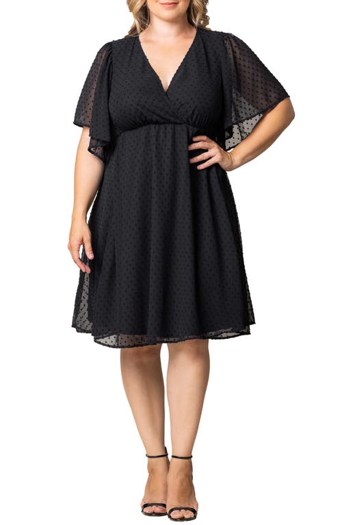 Kiyonna Florence Flutter Sleeve Dress In Onyx