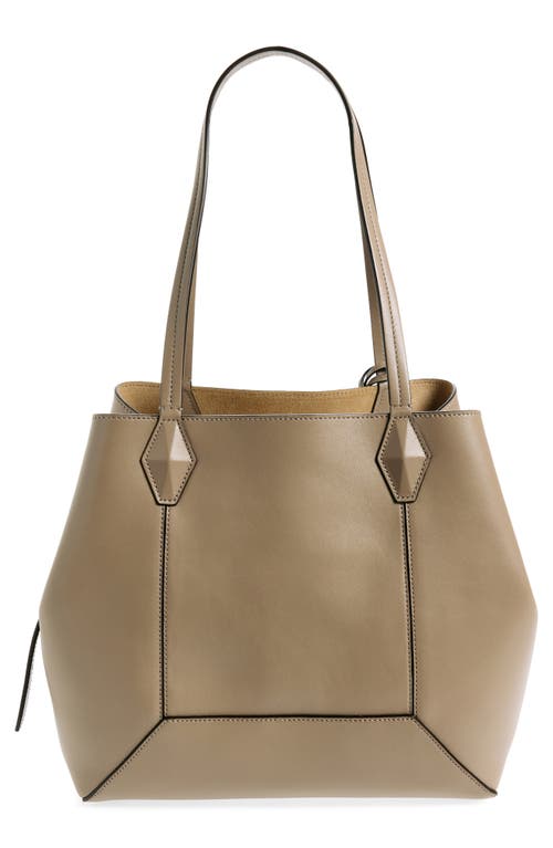 Shop Jimmy Choo Medium Diamond Leather Tote In Taupe