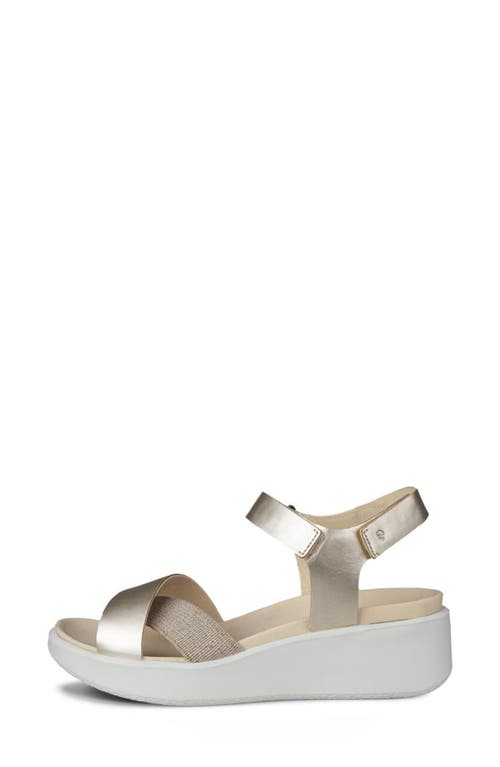 Shop Ecco Flowt Water Resistant Wedge Sandal In Pure White Gold