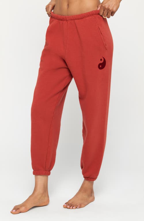 Shop Spiritual Gangster Yin & Yang Cotton Graphic Sweatpants In Redstone