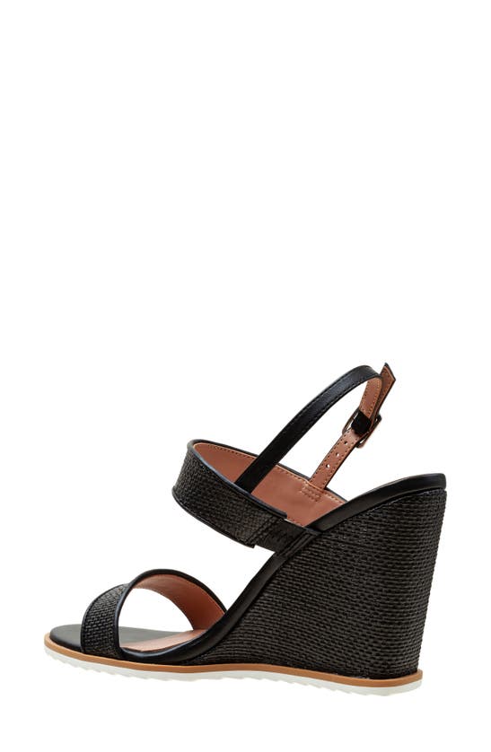 Shop Linea Paolo Edith Wedge Sandal In Black Raffia