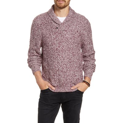 1901 Shawl Collar Melange Pullover, Burgundy