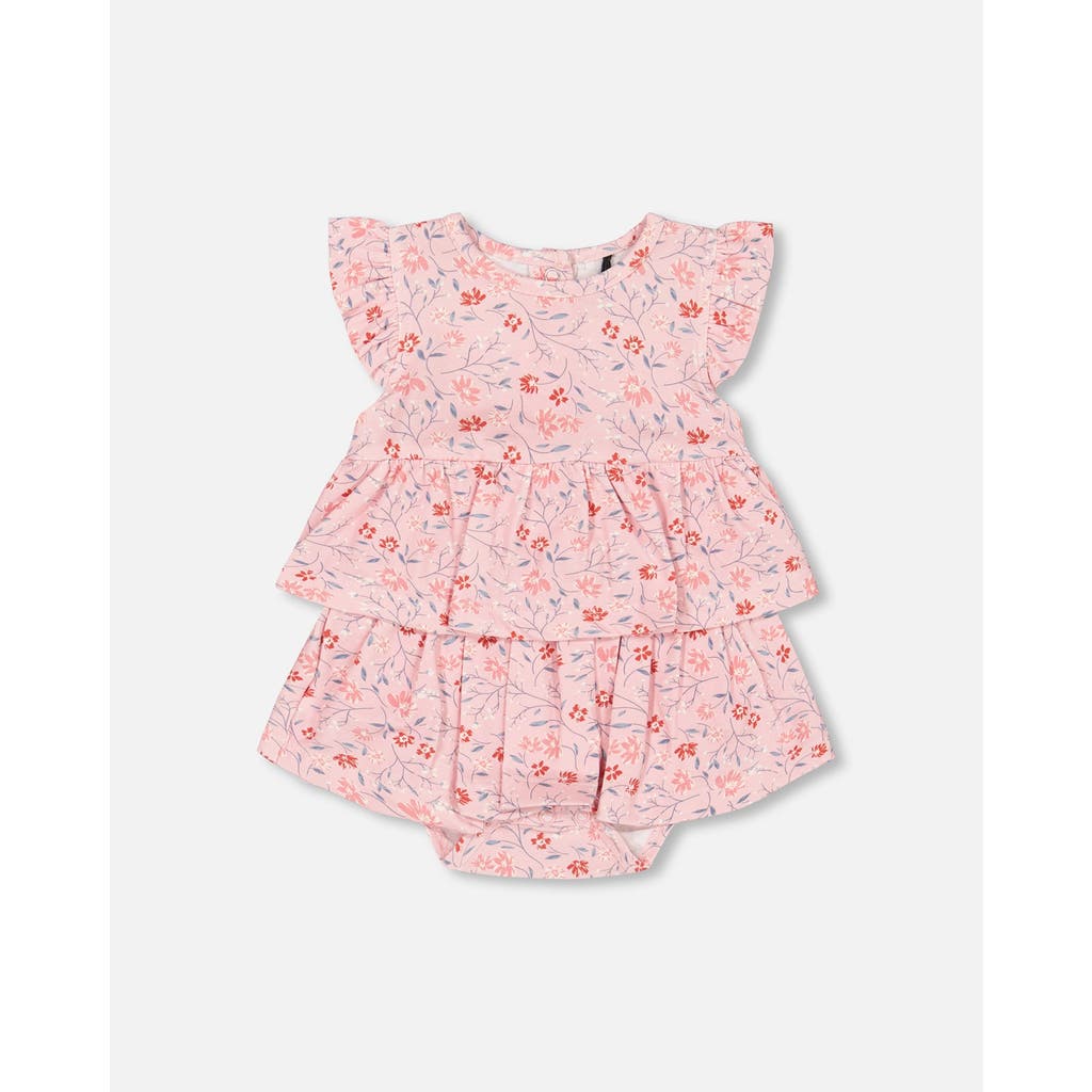 Deux Par Deux Baby Girl's Organic Cotton Printed Romper Pink Small Flower In Printed Pink Small Flower
