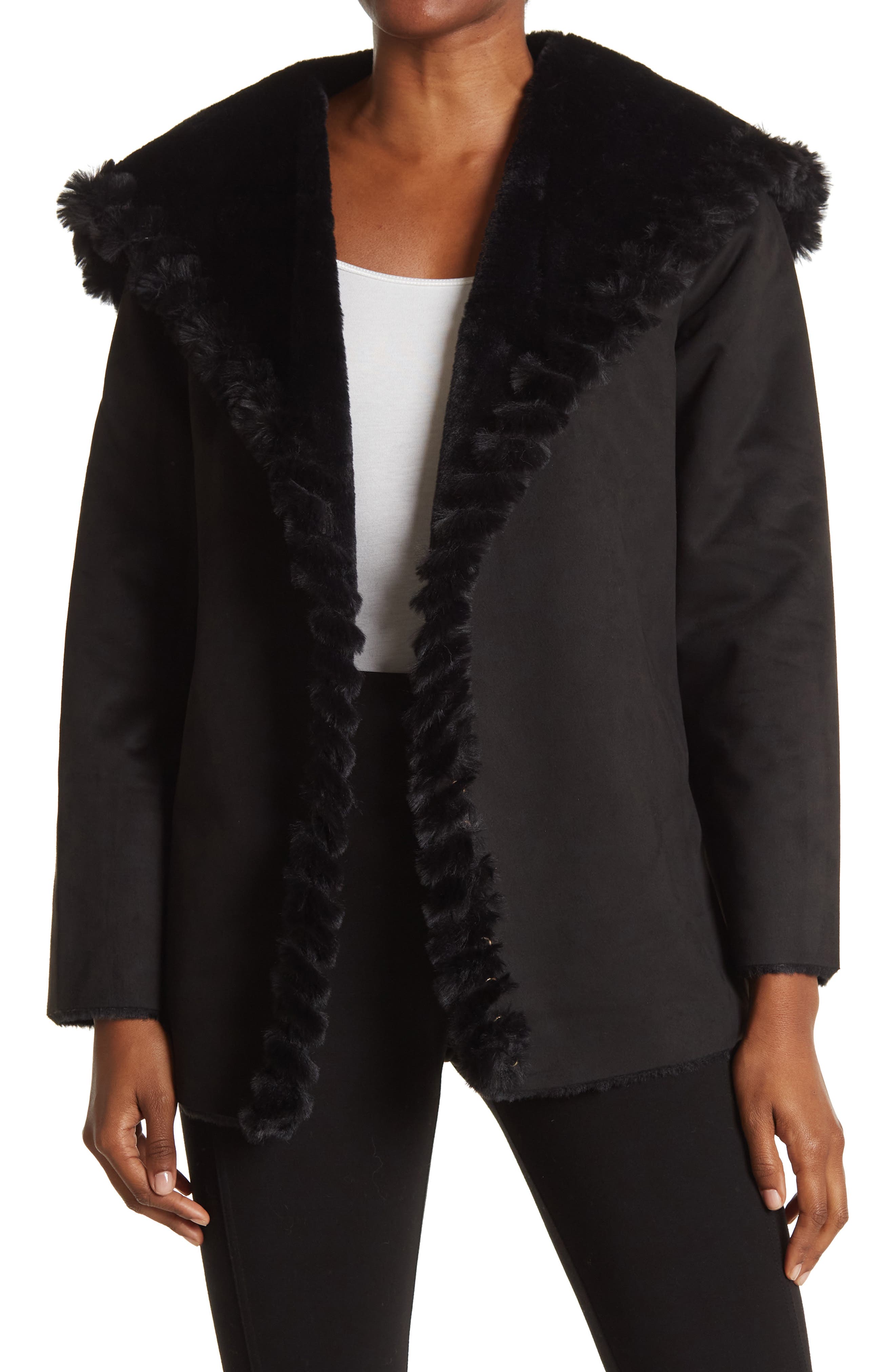fitted faux fur jacket