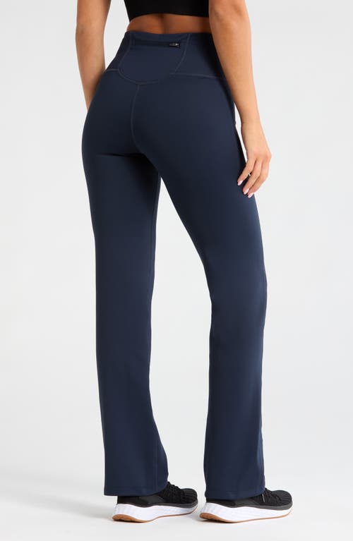 Shop Zella Fleece Lined Straight Leg Pants In Navy Sapphire