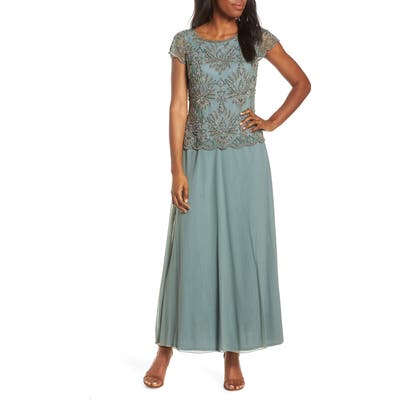 Pisarro Nights Embellished Bodice Evening Dress, Green