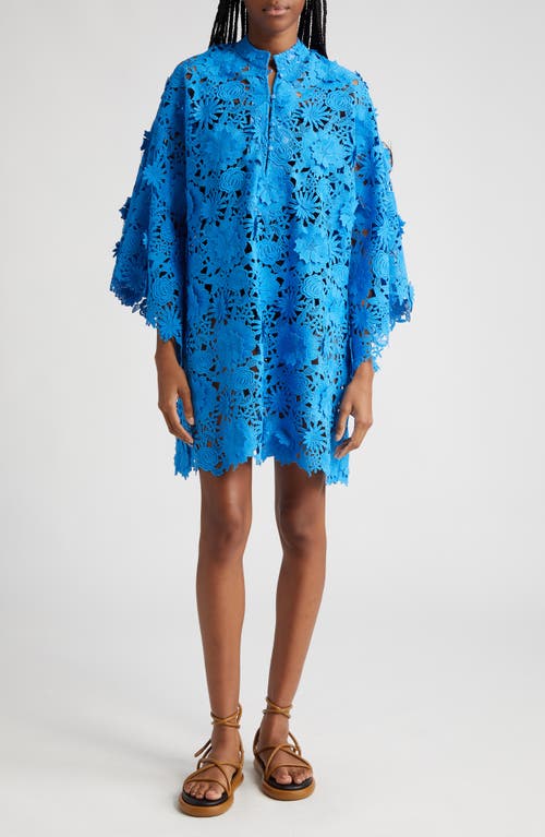 3D Floral Lace Cover-Up Caftan in Cobalt