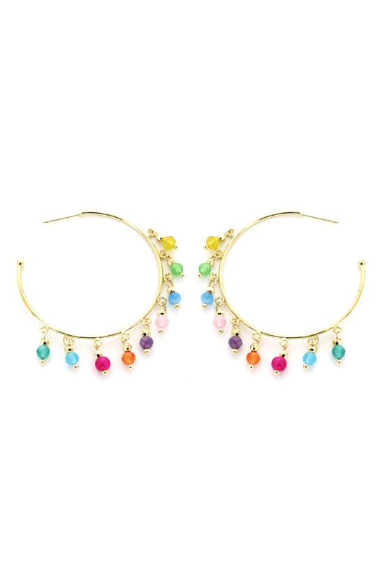 Shop Panacea Multistone Hoop Earrings In Gold Multi